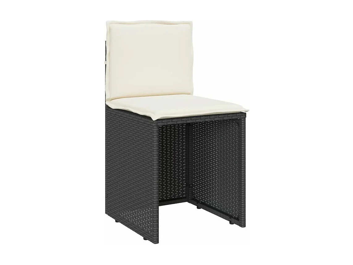 Ensemble de bistro 3 pcs avec coussins noir résine tressée