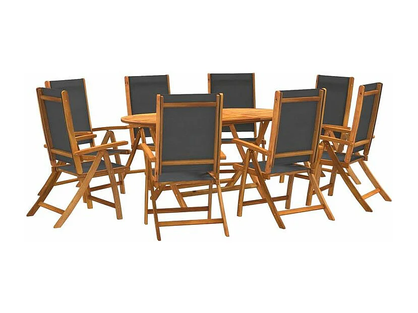 Ensemble à manger de jardin 9pcs bois d'acacia solide textilène