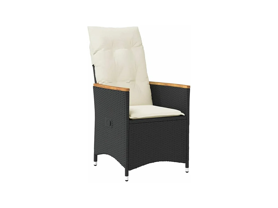 Ensemble de bistro 3 pcs avec coussins noir résine tressée