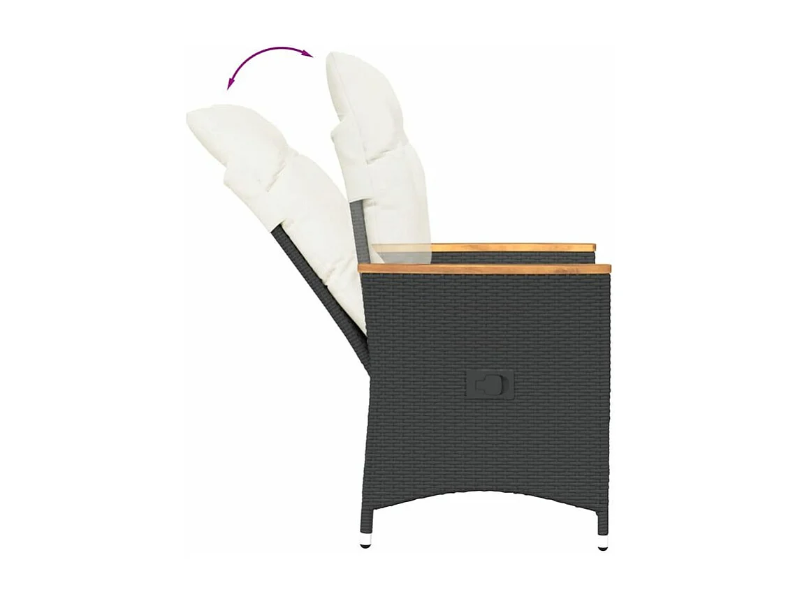 Ensemble de bistro 3 pcs avec coussins noir résine tressée