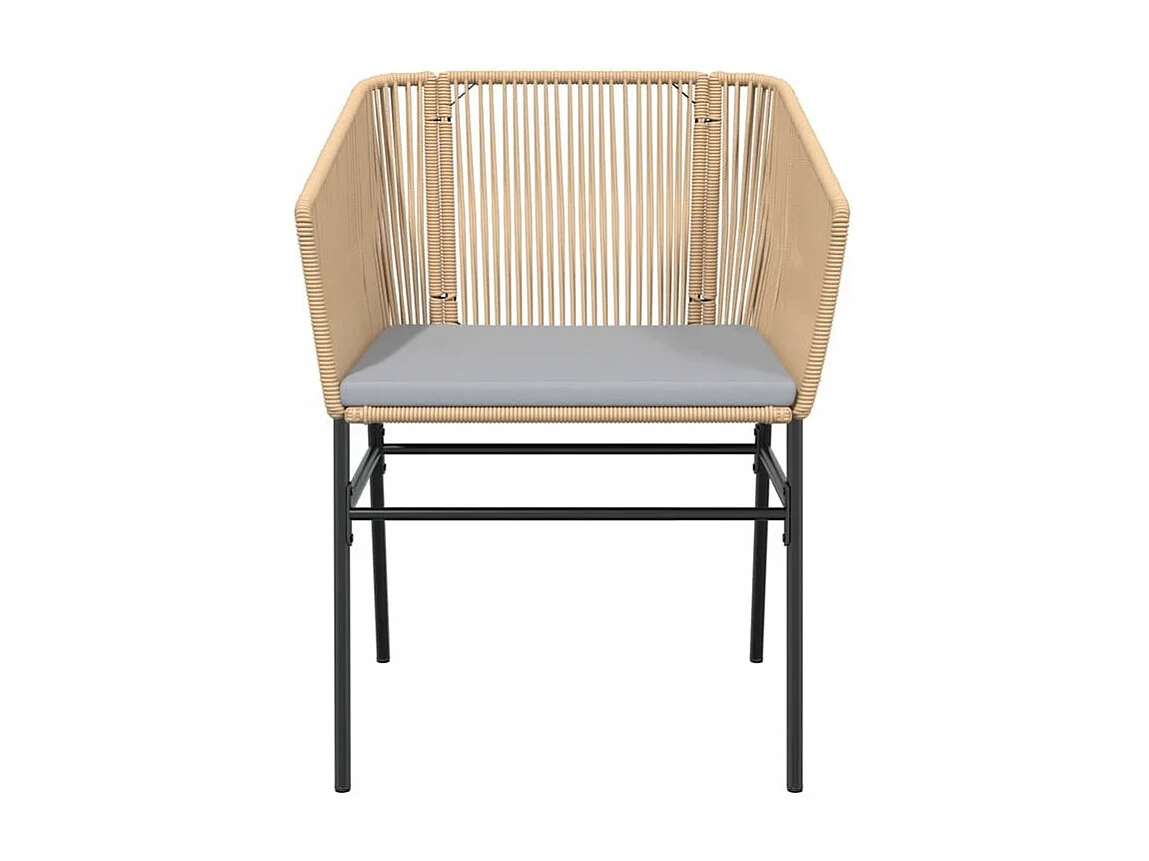 Ensemble à manger jardin coussins 3pcs marron poly rotin verre