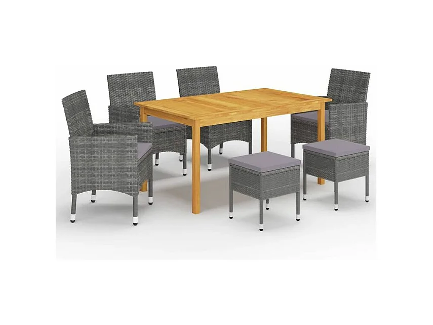 Ensemble de salle à manger de jardin 7 pcs Gris