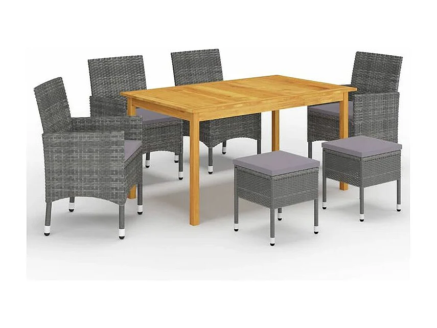 Ensemble de salle à manger de jardin 7 pcs Gris