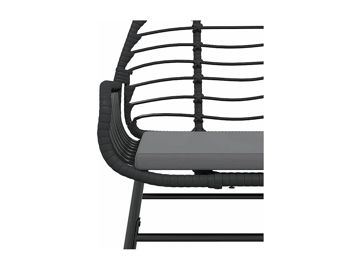 Ensemble à manger de jardin coussins 7pcs noir poly rotin verre