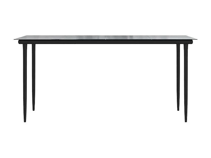 Ensemble à manger de jardin coussins 7pcs noir poly rotin verre