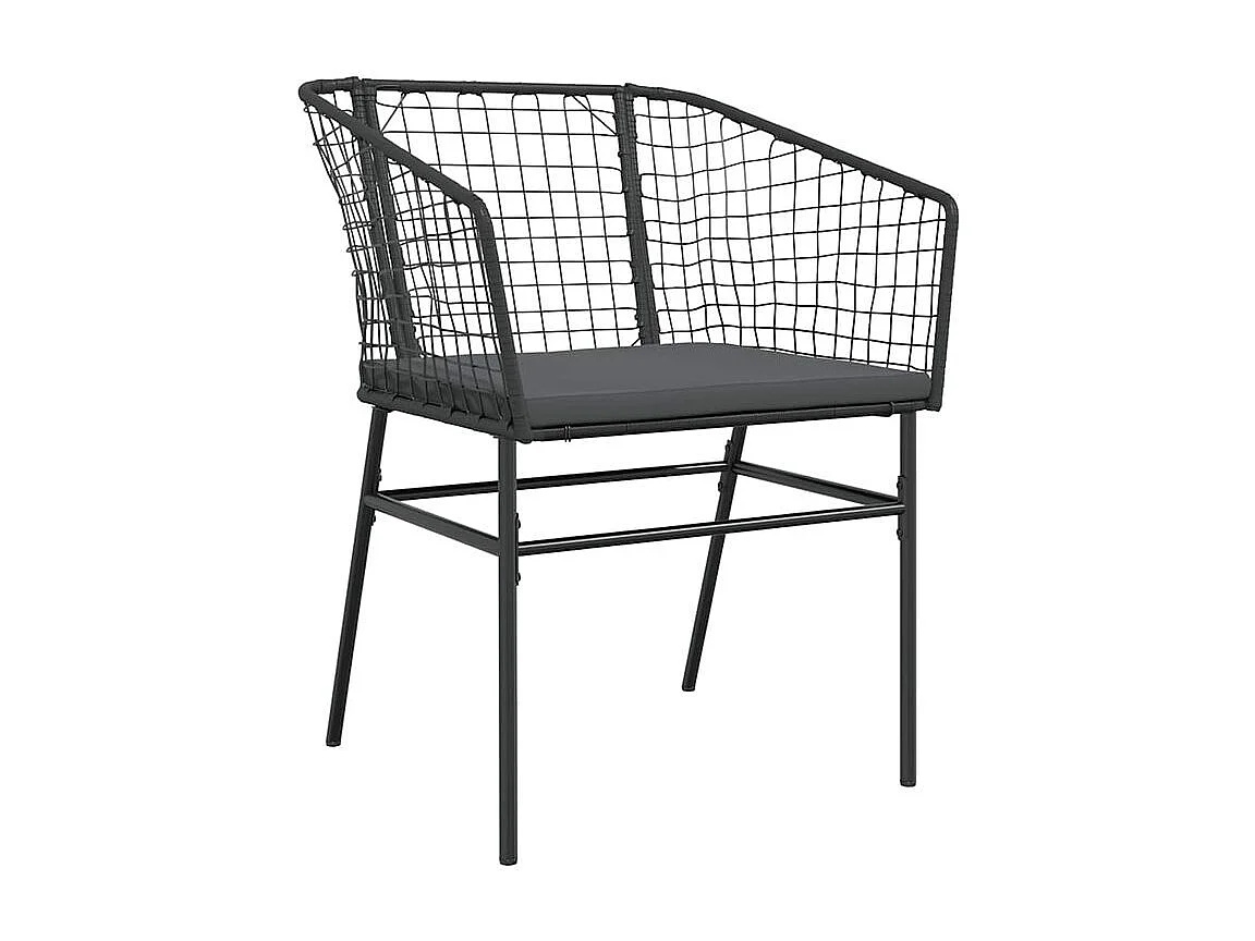 Ensemble à manger de jardin et coussins 5 pcs noir rotin verre