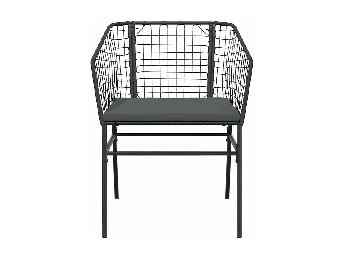 Ensemble à manger de jardin et coussins 5 pcs noir rotin verre