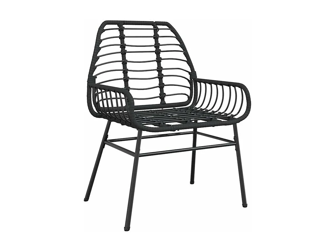 Ensemble à manger de jardin 3 pcs noir résine tressée verre