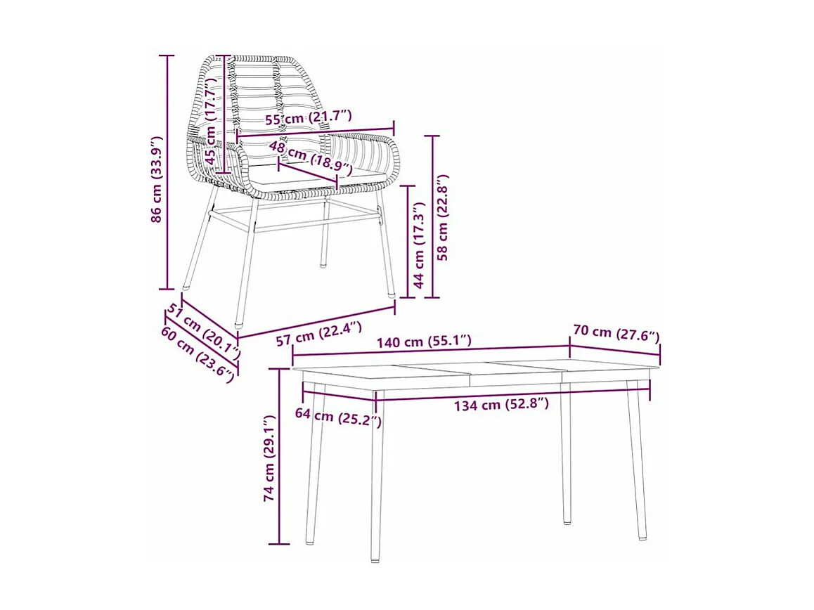 Ensemble à manger de jardin et coussins 5 pcs noir rotin verre