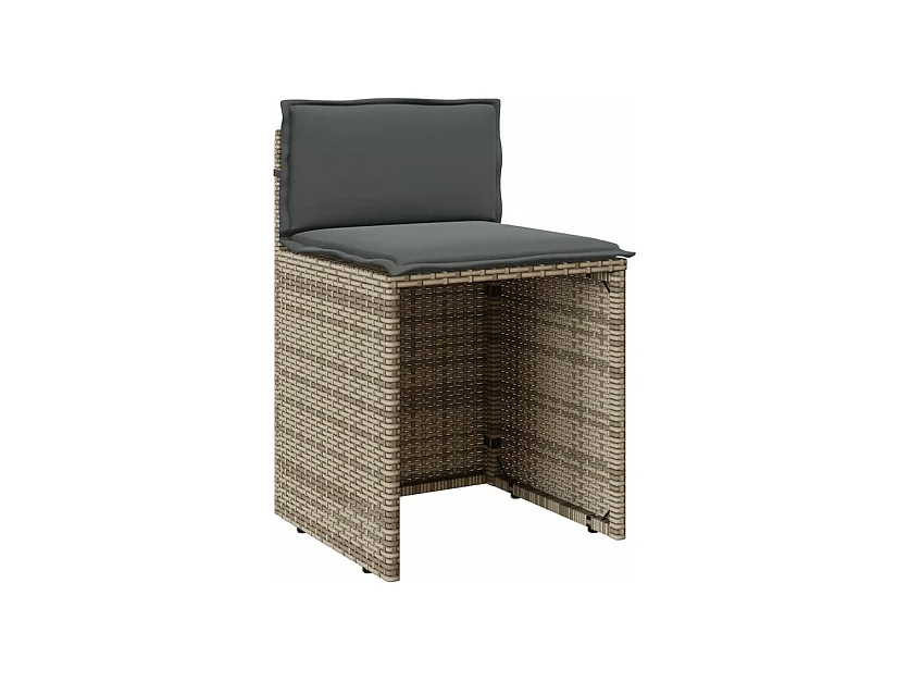 Ensemble de bistro 3 pcs avec coussins gris résine tressée