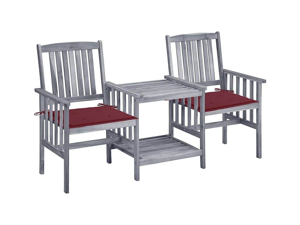 Chaises de jardin avec table à thé et coussins Acacia solide 46