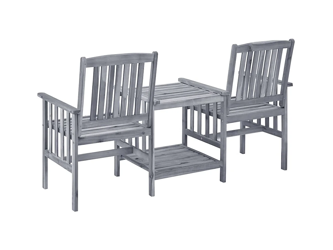Chaises de jardin avec table à thé et coussins Acacia solide 46
