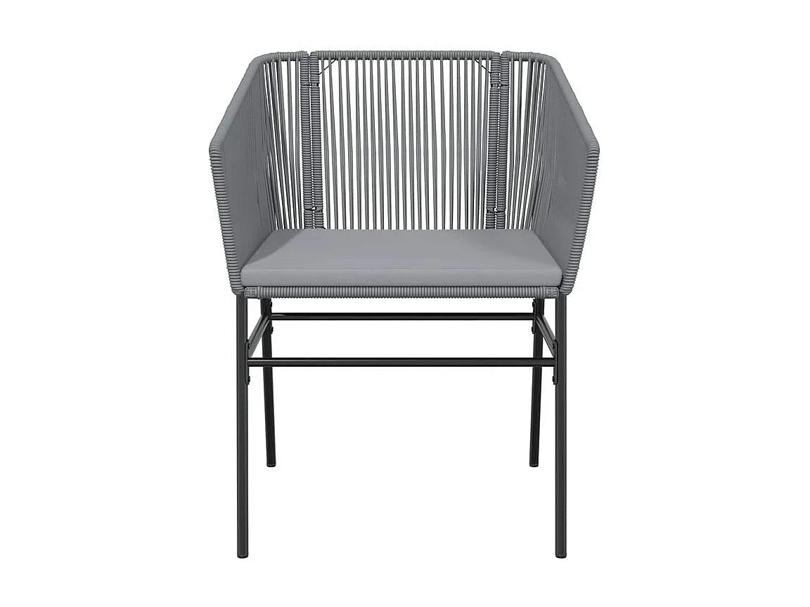 Ensemble à manger jardin coussins 5 pcs gris poly rotin verre