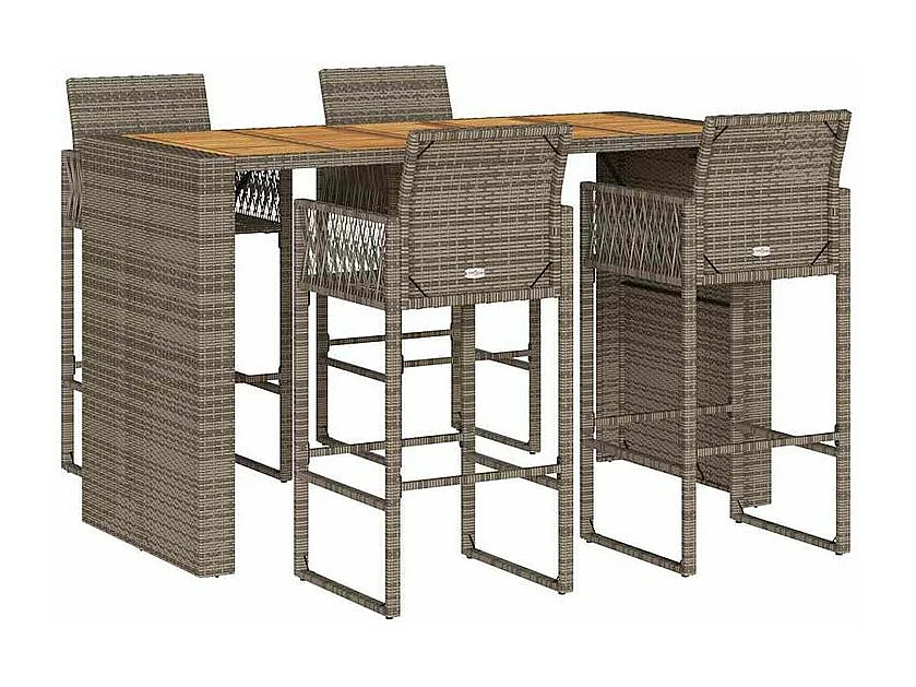 Ensemble de bar de jardin 5 pcs sans coussins gris poly rotin