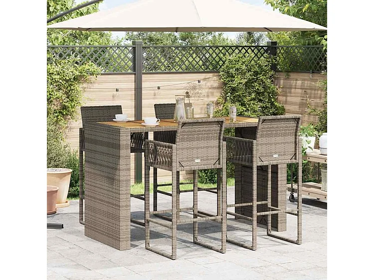 Ensemble de bar de jardin 5 pcs sans coussins gris poly rotin