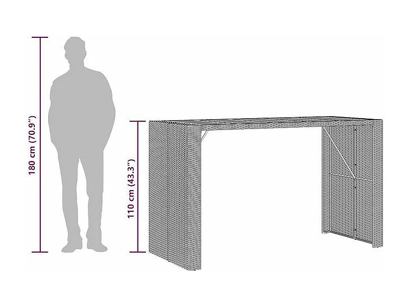 Ensemble de bar de jardin 5 pcs sans coussins gris poly rotin