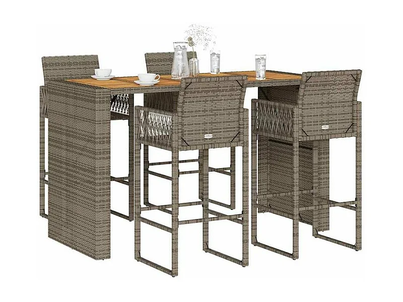Ensemble de bar de jardin 5 pcs sans coussins gris poly rotin