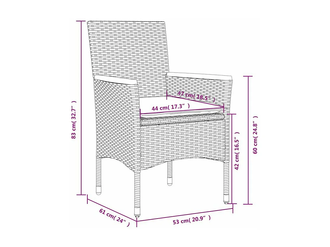 Ensemble à manger de jardin et coussins 11 pcs gris rotin verre