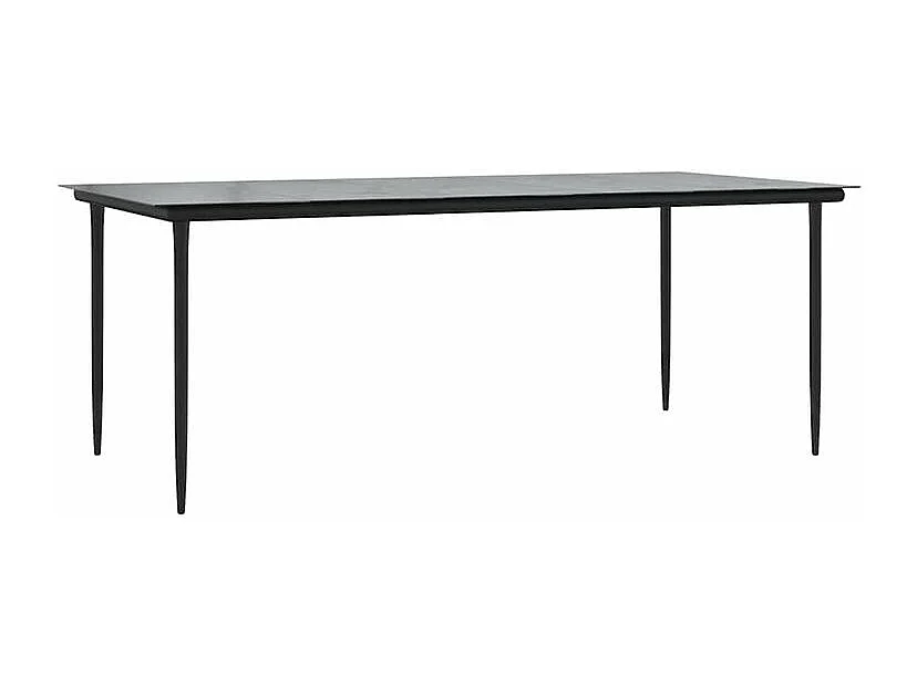 Ensemble à manger de jardin coussins 7pcs noir poly rotin verre