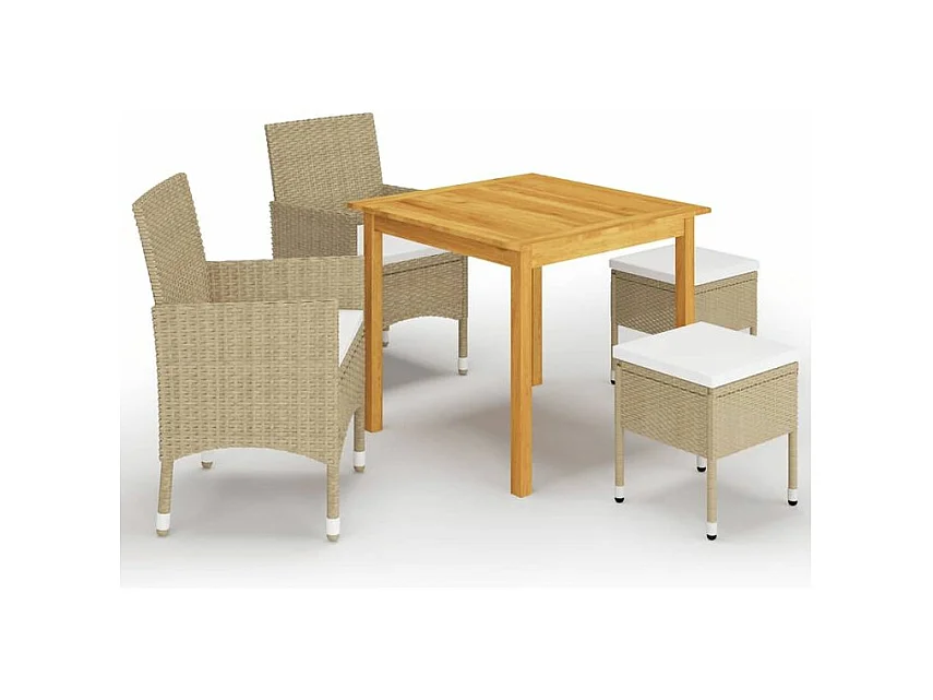 Ensemble de salle à manger de jardin 5 pcs Beige