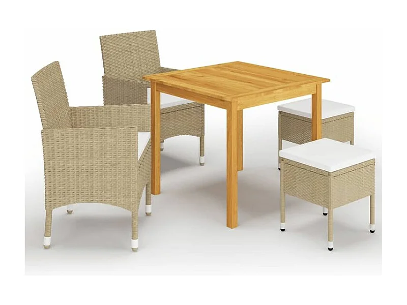 Ensemble de salle à manger de jardin 5 pcs Beige