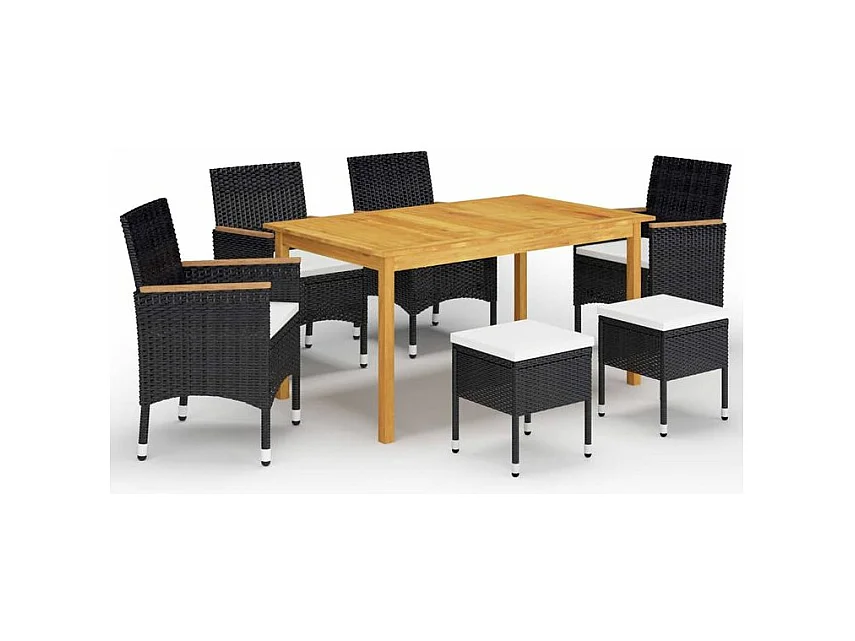 Ensemble de salle à manger de jardin 7 pcs Noir