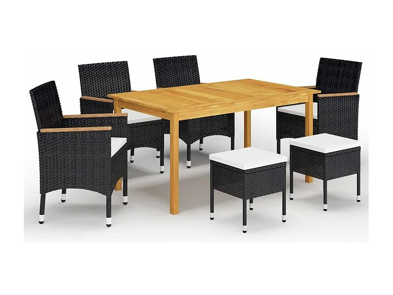 Ensemble de salle à manger de jardin 7 pcs Noir