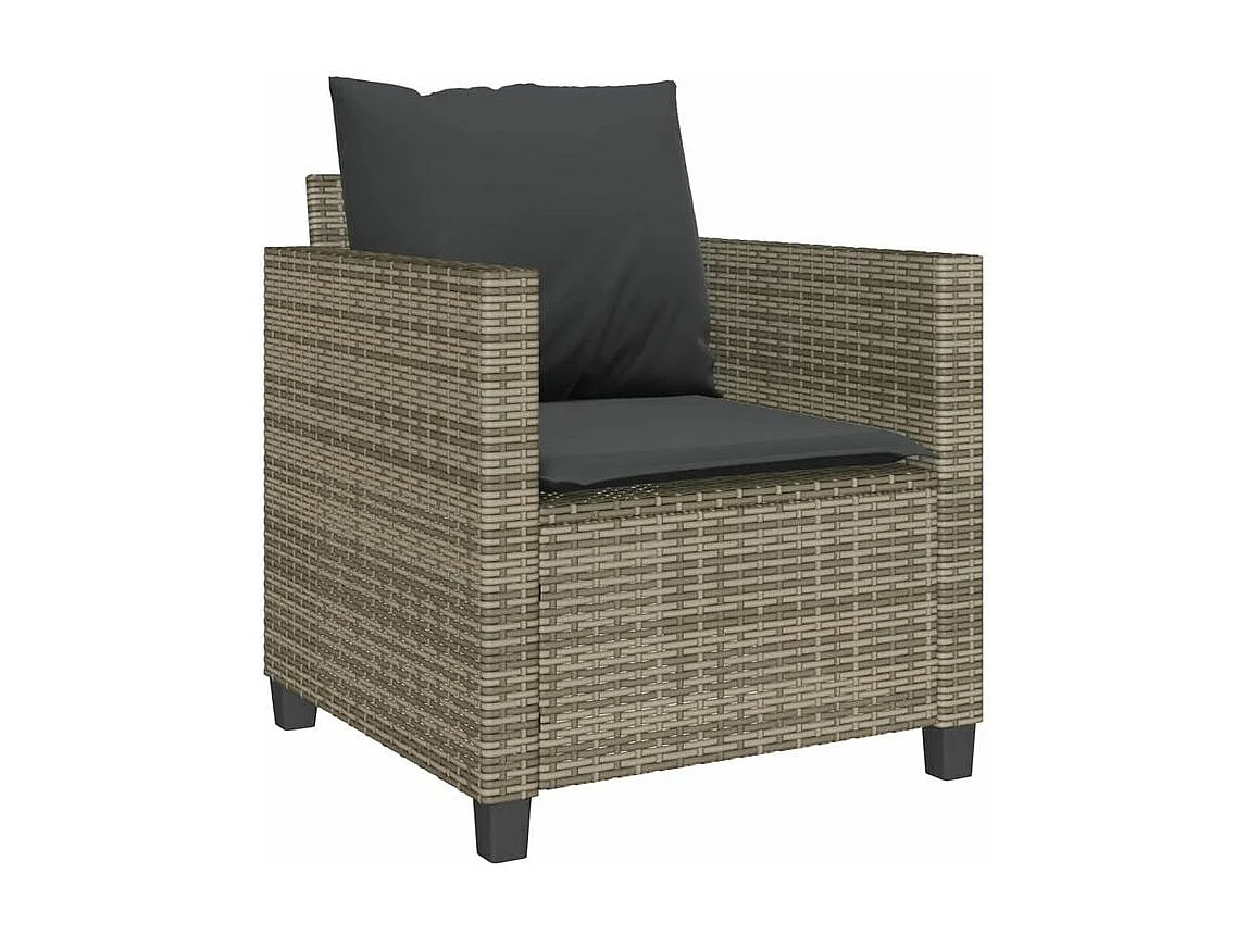 Ensemble de bistro 3 pcs avec coussins gris résine tressée