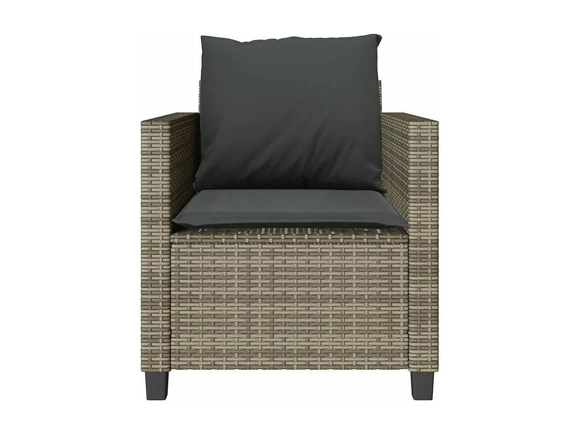 Ensemble de bistro 3 pcs avec coussins gris résine tressée