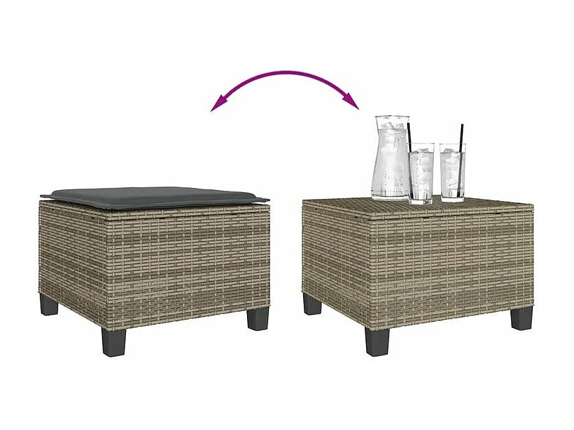 Ensemble de bistro 3 pcs avec coussins gris résine tressée