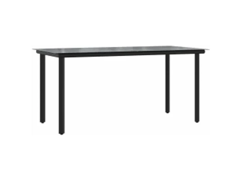 Ensemble à manger de jardin et coussins 5 pcs noir rotin verre