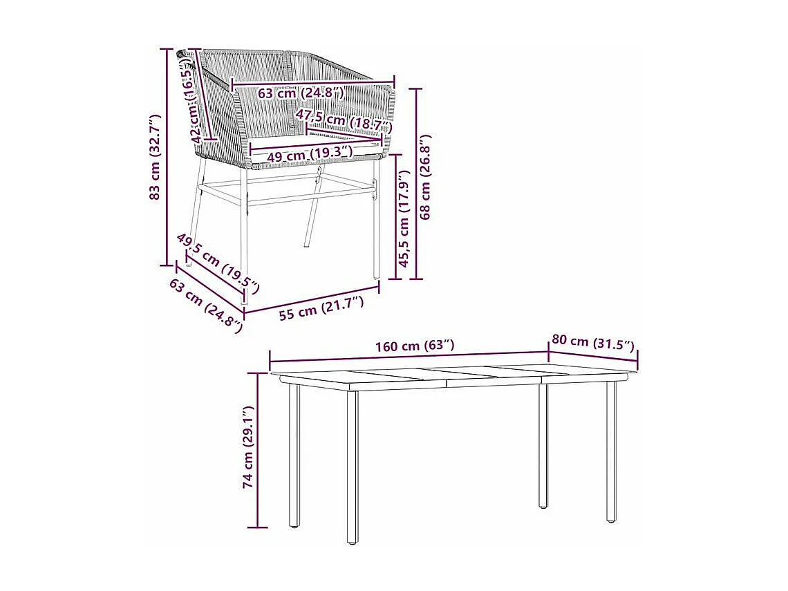 Ensemble à manger de jardin et coussins 5 pcs noir rotin verre