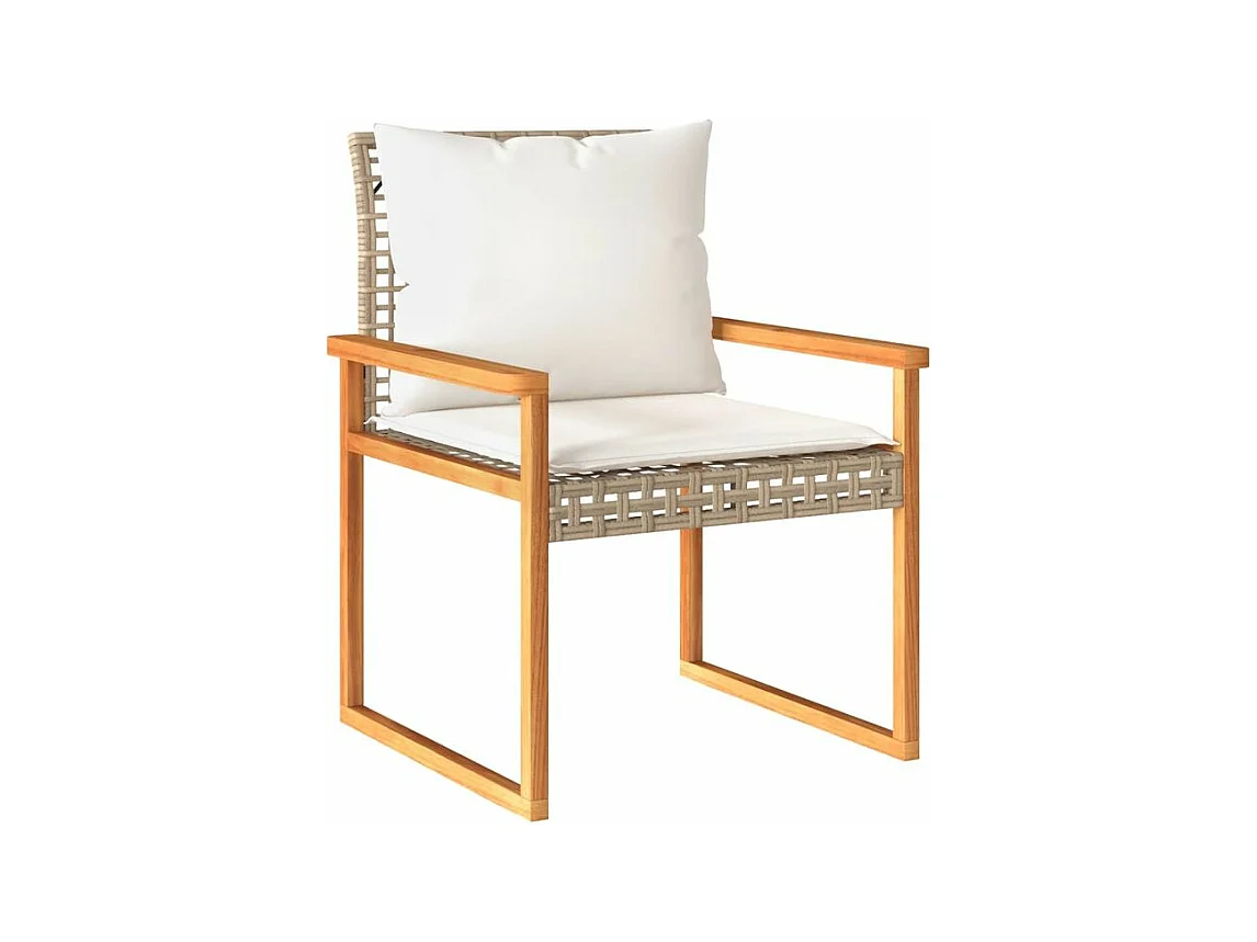 Ensemble de bistro et coussins 3 pcs mélange beige rotin acacia
