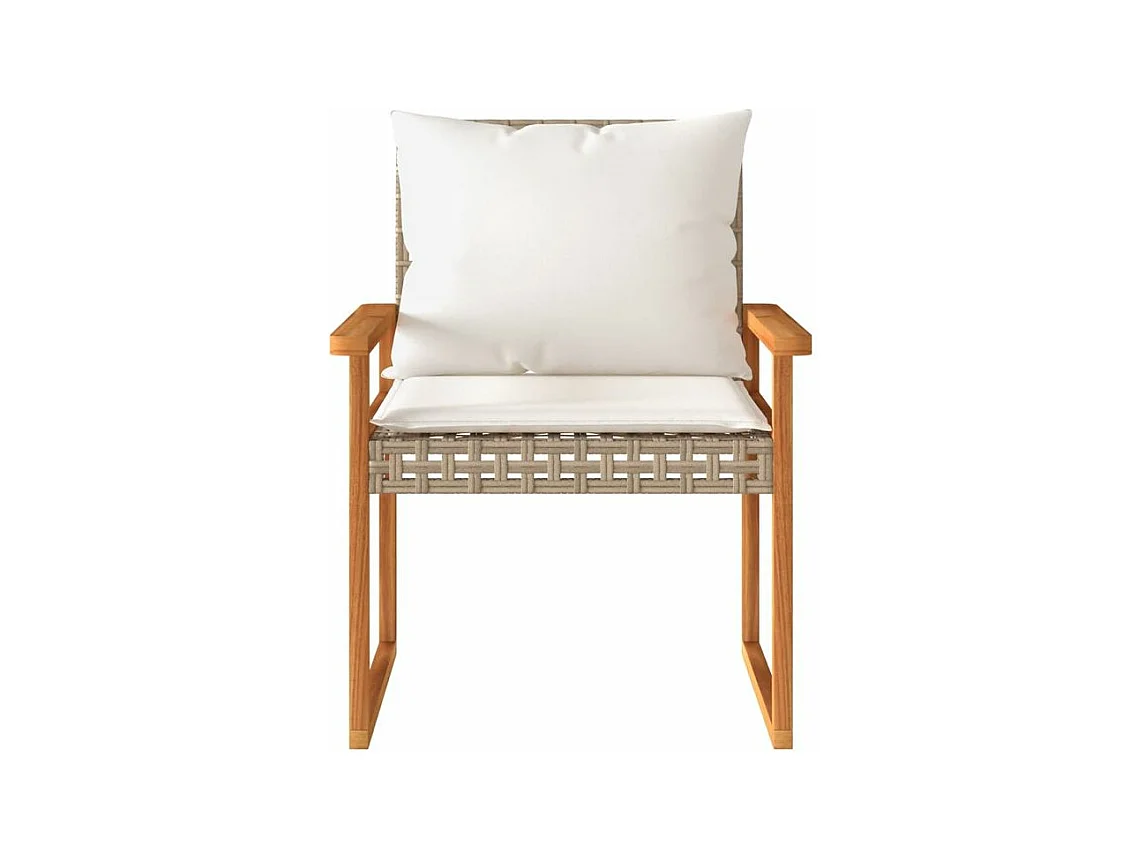 Ensemble de bistro et coussins 3 pcs mélange beige rotin acacia