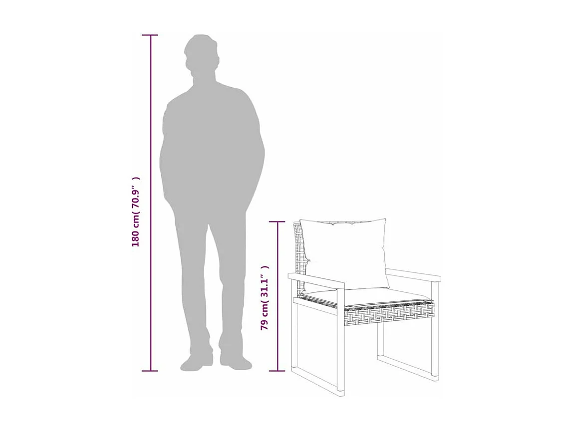 Ensemble de bistro et coussins 3 pcs mélange beige rotin acacia