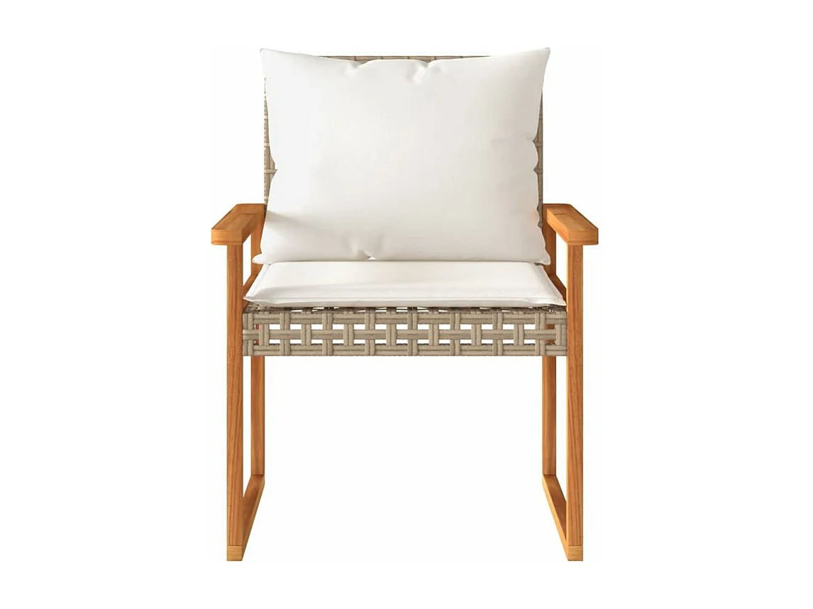 Ensemble de bistro et coussins 3 pcs mélange beige rotin acacia