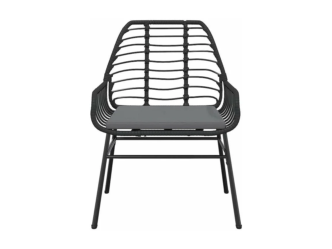 Ensemble à manger de jardin et coussins 3 pcs noir rotin verre