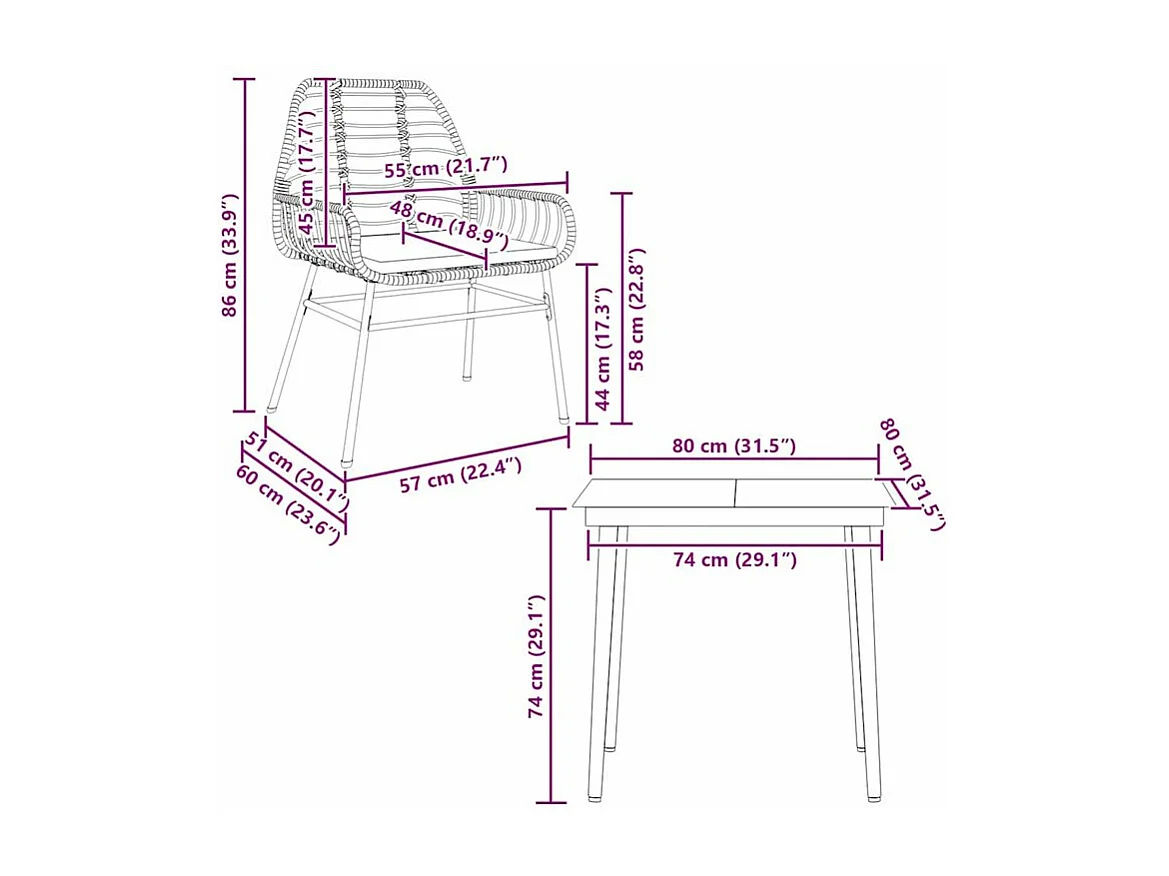 Ensemble à manger de jardin et coussins 3 pcs noir rotin verre