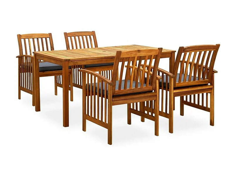 Mobilier à dîner d'extérieur 7 pcs et coussins Acacia solide
