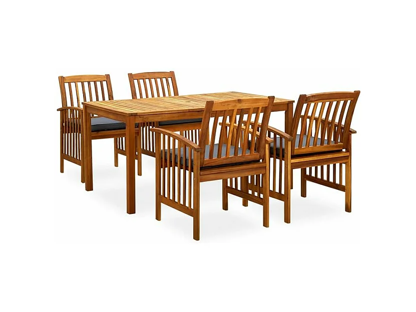 Mobilier à dîner d'extérieur 7 pcs et coussins Acacia solide