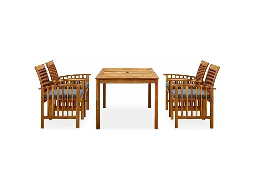 Mobilier à dîner d'extérieur 7 pcs et coussins Acacia solide