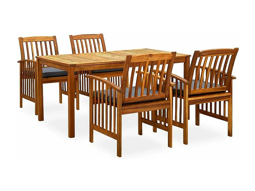 Mobilier à dîner d'extérieur 7 pcs et coussins Acacia solide