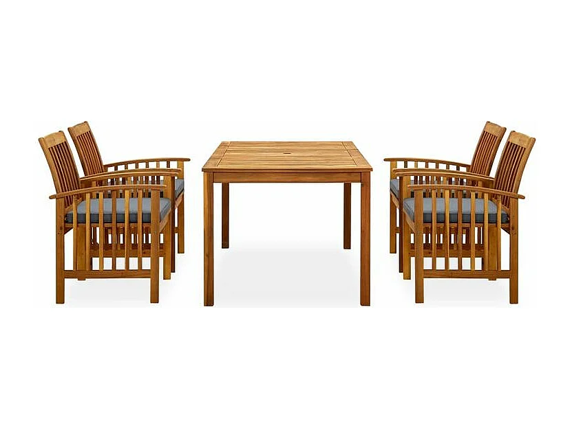 Mobilier à dîner d'extérieur 7 pcs et coussins Acacia solide