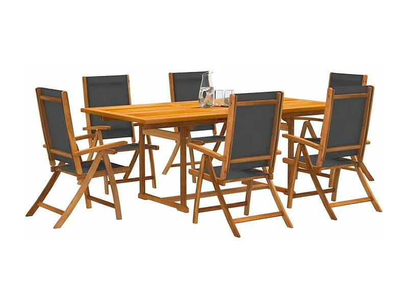 Ensemble à manger de jardin 7pcs bois d'acacia solide textilène