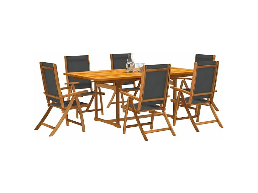 Ensemble à manger de jardin 7pcs bois d'acacia solide textilène