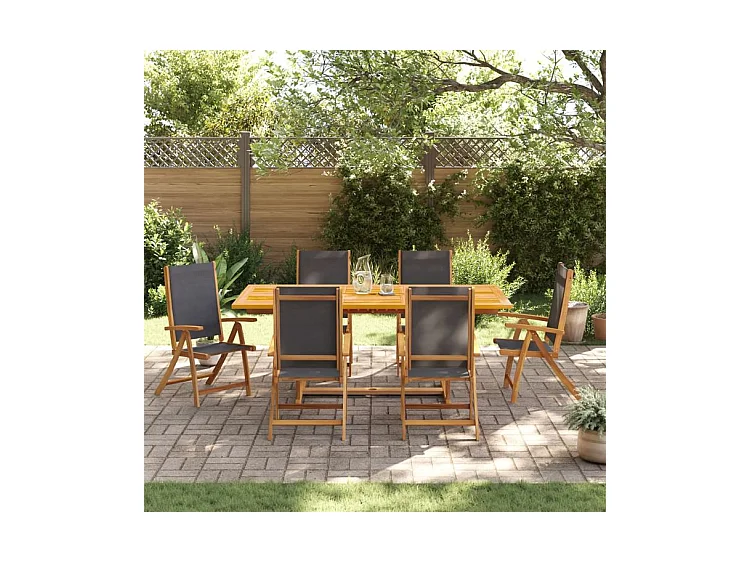 Ensemble à manger de jardin 7pcs bois d'acacia solide textilène