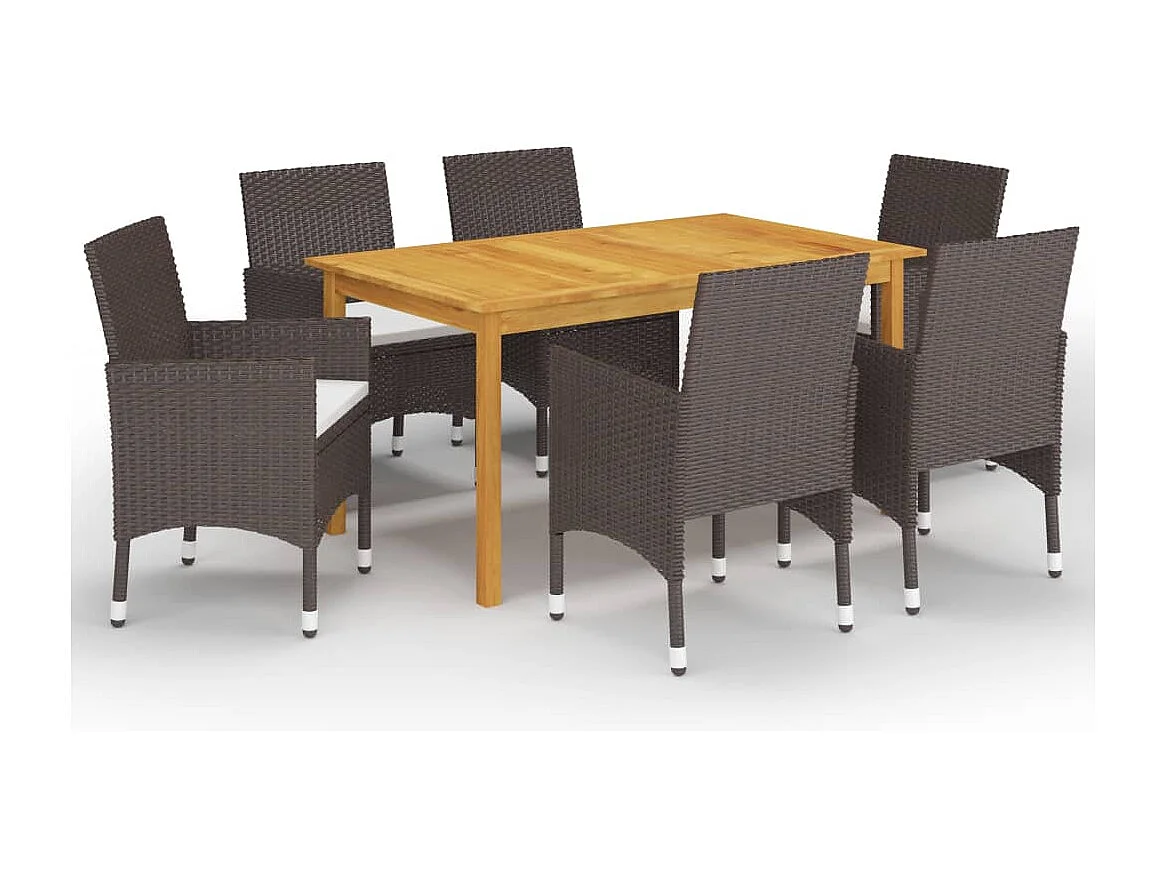 Ensemble de salle à manger de jardin 7 pcs Marron 14
