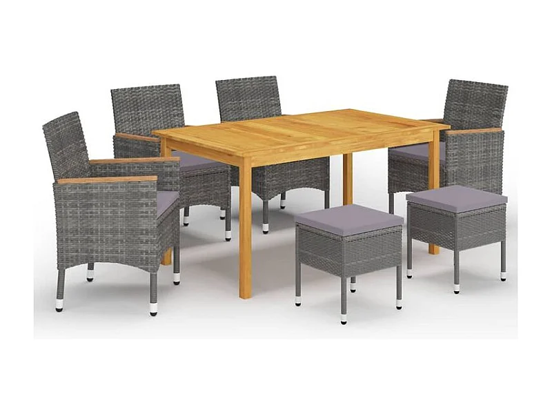 Ensemble à manger de jardin 7 pcs Gris