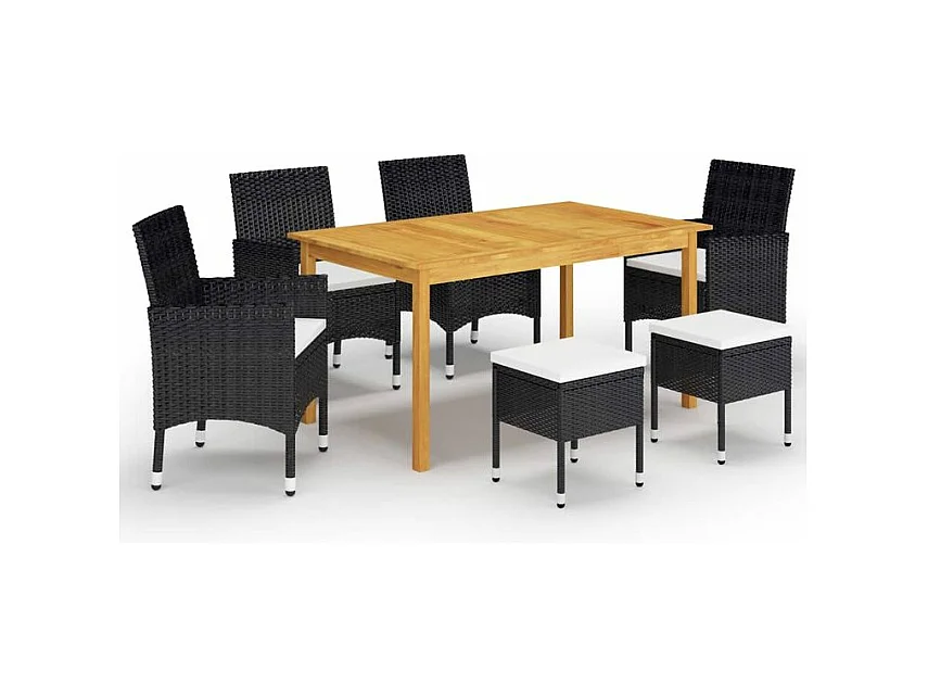 Ensemble de salle à manger de jardin 7 pcs Noir