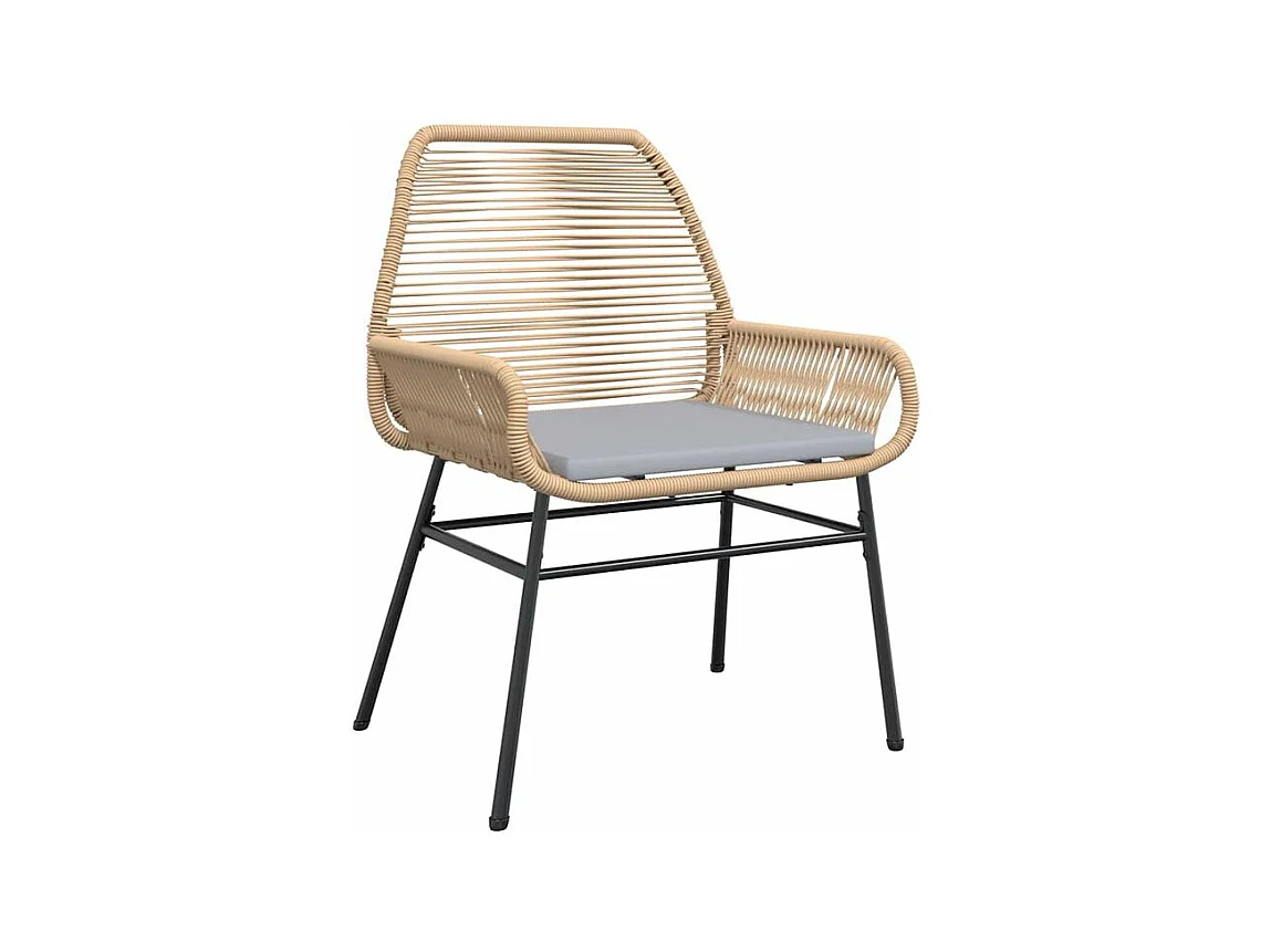 Ensemble à manger jardin coussins 5pcs marron poly rotin verre